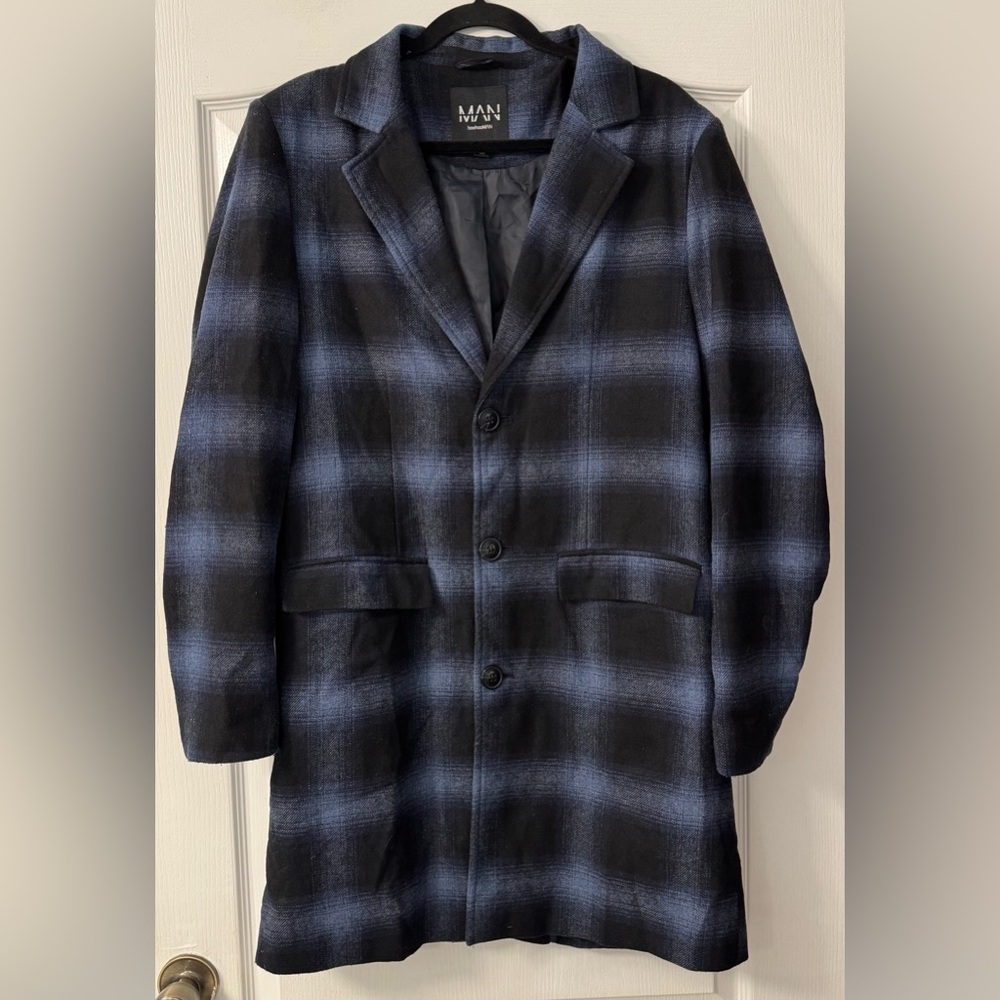 BoohooMAN Black and Blue Checkered Jacket - Picture 2 of 9